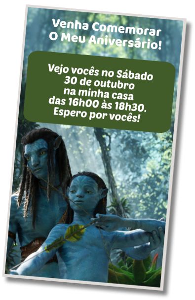 Convite de aniversário personalizado gratuito Saudação de Aniversário AVATAR