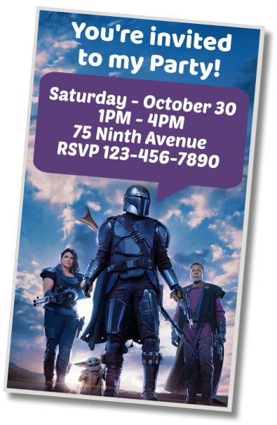 Make Virtual Invitation Mandalorian Baby Yoda Sleepover Party