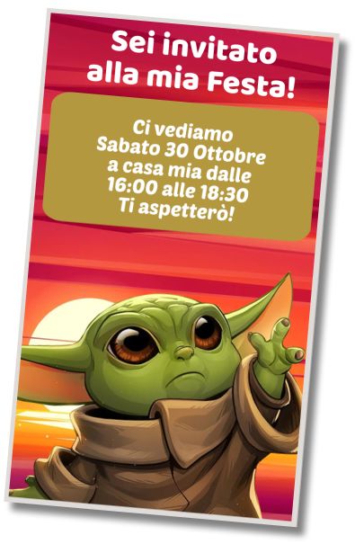 Invito di compleanno personalizzato gratuito Compleanno a Tema Baby Yoda