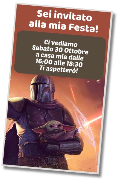 Invito di compleanno personalizzato gratuito Tanti Auguri Mandalorian Baby Yoda