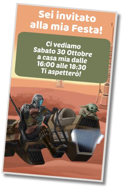 Invito Compleanno DIY Baby Yoda Mandalorian
