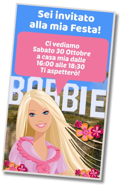 Invito di compleanno personalizzato gratis Festa a Tema Barbie