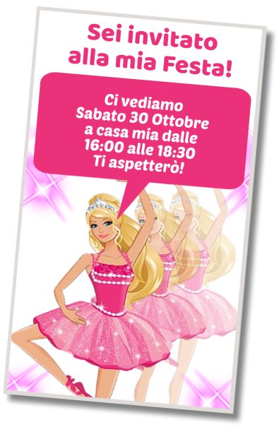 Invito di compleanno personalizzato gratis Ballo di Compleanno di Barbie