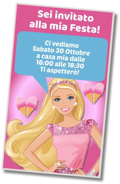 Invito di compleanno personalizzato gratis Festa del Gelato Barbie