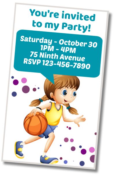 Free personalized birthday invitation Basketball Pool Party