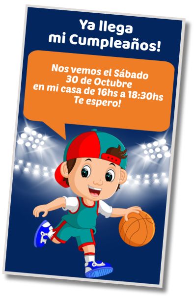Invitación de cumpleaños personalizada gratis Cumpleaños Basquetbol