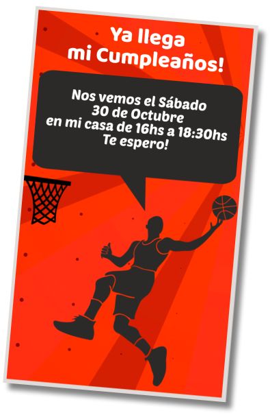 Invitación de cumpleaños personalizada gratis Fiesta de Basketball