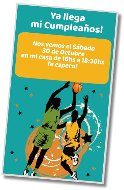 Invitación de cumpleaños personalizada gratis Cumpleaños Temático Baloncesto