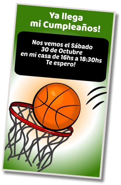 Invitación de cumpleaños personalizada gratis Fiesta Deportiva Basketball