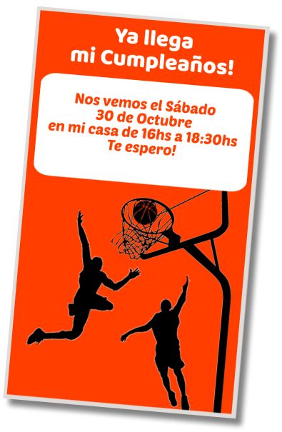 Invitación de cumpleaños personalizada gratis Fiesta de Disfraces Baloncesto