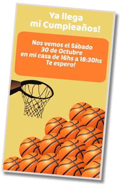 Invitación de cumpleaños personalizada gratis Saludo de Cumpleaños Basketball