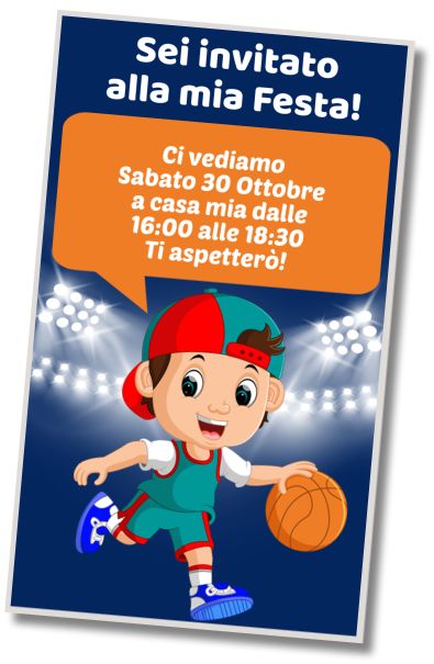 Invito di compleanno personalizzato gratis Compleanno Basketball