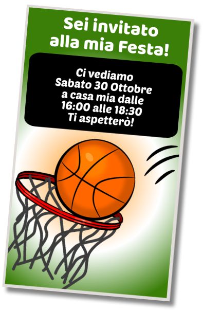 Invito di compleanno personalizzato gratis Festa Sportiva di Pallacanestro