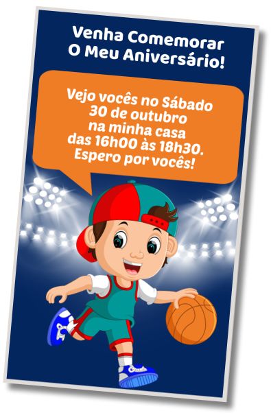 Convite de aniversário personalizado grátis Basquete de Aniversário