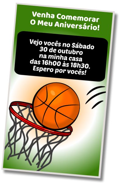 Convite de aniversário personalizado grátis Festa de Esportes de Basquetebol