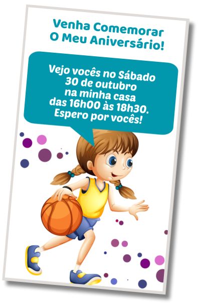 Convite de aniversário personalizado grátis Festa na Piscina de Basketball