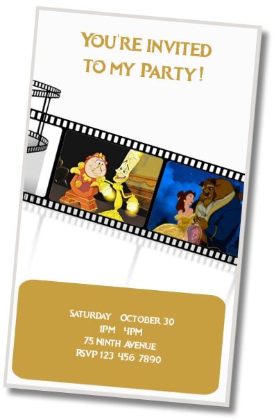 Free personalized birthday invitation Beauty and the Beast Card