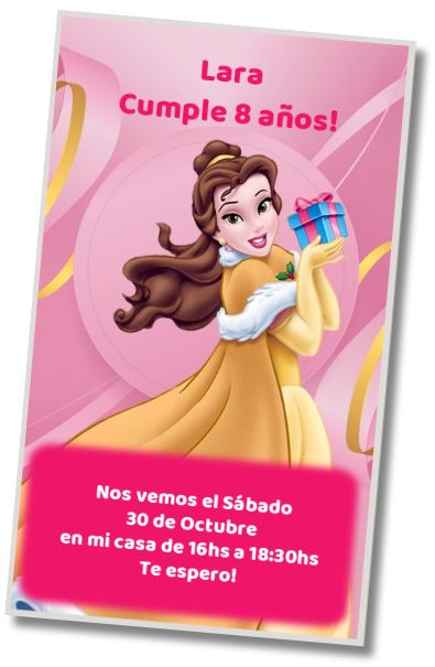 Invitación de cumpleaños personalizada gratis Cumpleaños La Bella y la Bestia