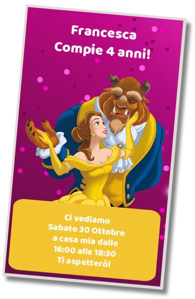 Invito di compleanno personalizzato gratis Invito La Bella e la Bestia