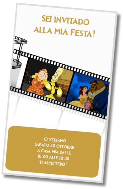 Invito di compleanno personalizzato gratis Carta La Bella e la Bestia