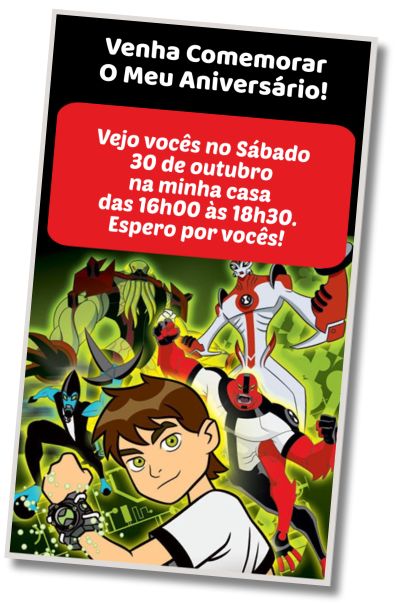 Faça um Convite Virtual Aniversário Ben 10