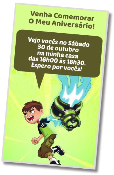 Faça um Convite Virtual Festa Tema BEN10