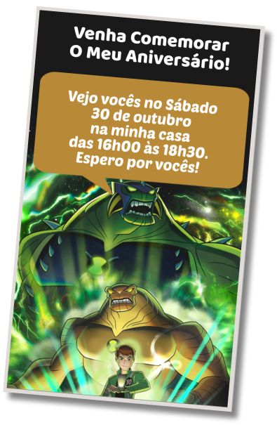 Faça um Convite Virtual Surpresa de Aniversário BEN 10