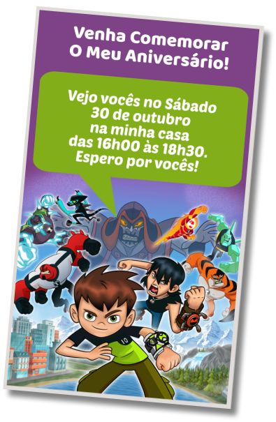 Faça um Convite Virtual Festa de Videogame BEN 10