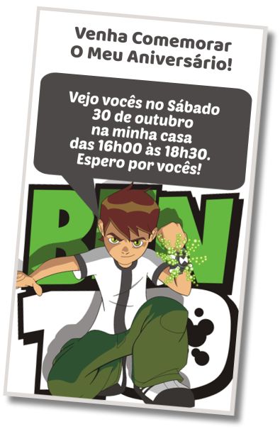 Faça um Convite Virtual Festa do Pijama Ben10