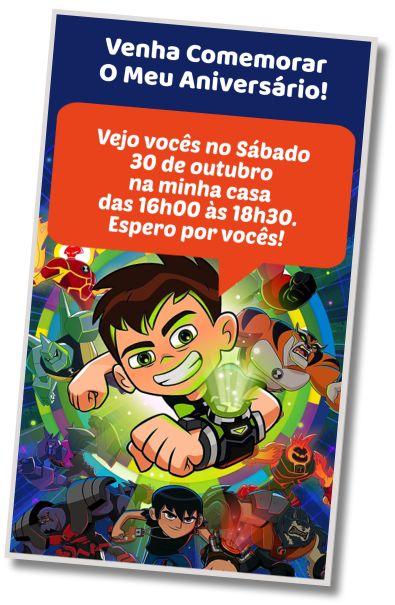 Faça um Convite Virtual BEN10 Festa na Piscina