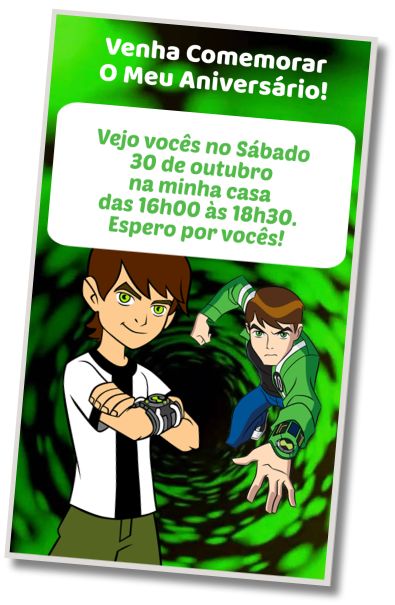 Faça um Convite Virtual Parabéns Ben10