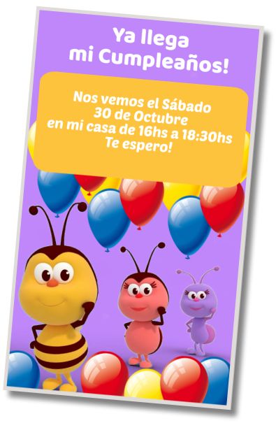 Invitación de cumpleaños personalizada gratis Cumpleaños Temático Bichikids