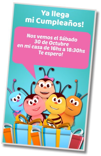 Invitación de cumpleaños personalizada gratis Fiesta de Cumpleaños Bichikids
