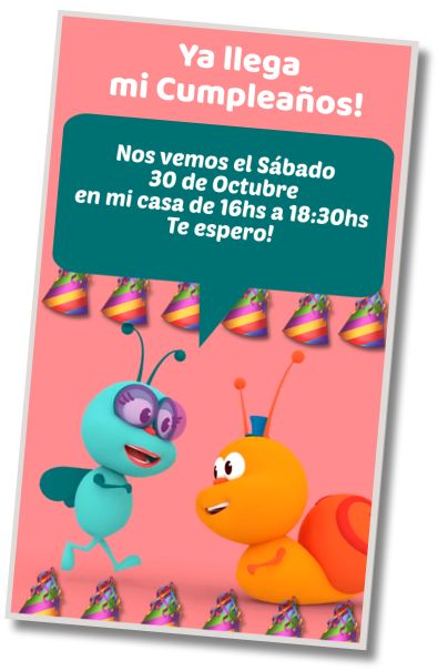 Invitación de cumpleaños personalizada gratis Fiesta Temática Bichikids