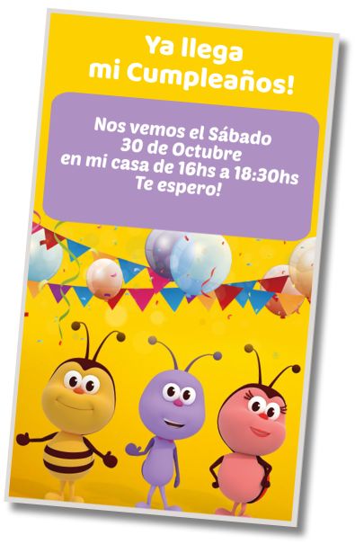 Invitación de cumpleaños personalizada gratis Fiesta de Helados Bichikids
