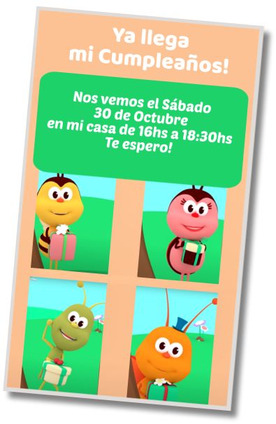 Invitación de cumpleaños personalizada gratis Fiesta Sorpresa Bichikids