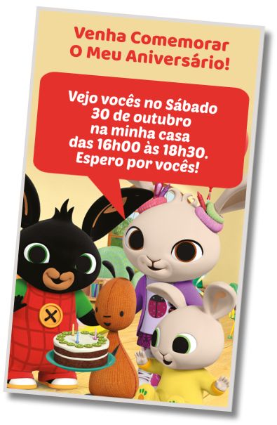 Faça um Convite Virtual Aniversário Bing Bunny