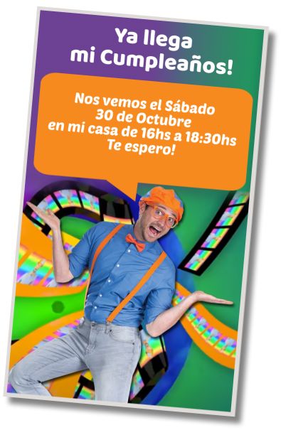 Hacer Invitación Virtual Fiesta Temática Blippi