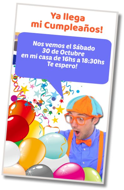 Invitación de cumpleaños personalizada gratis Cumpleaños Blippi