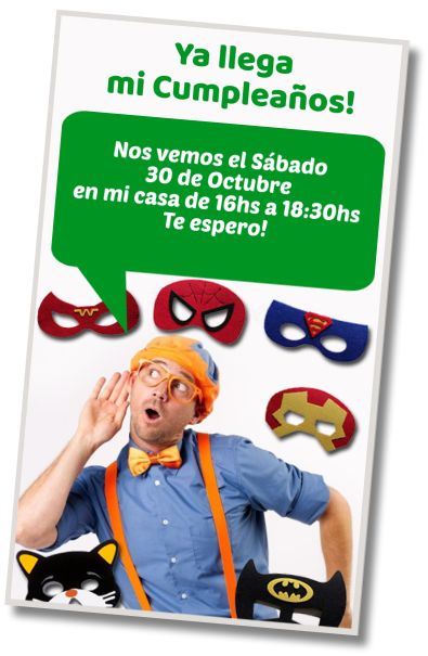 Invitación de cumpleaños personalizada gratis Fiesta de Disfraces Blippi
