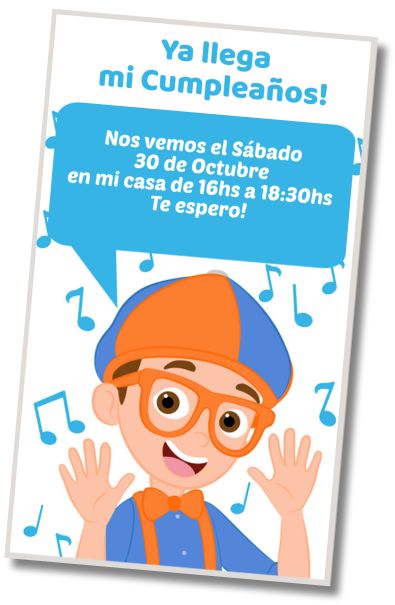Invitación de cumpleaños personalizada gratis Fiesta Cumpleaños Musical Blippi
