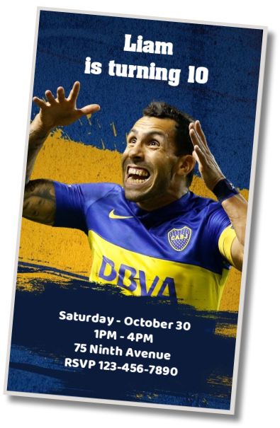 Free personalized birthday invitation Boca Tevez Birthday Invitation