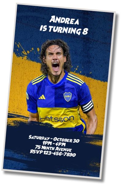 Free personalized birthday invitation Cavani Boca Juniors Card