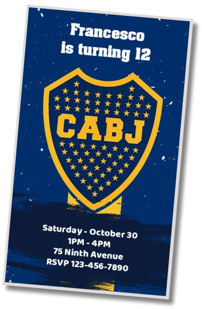 Free personalized birthday invitation Boca Juniors Invitation