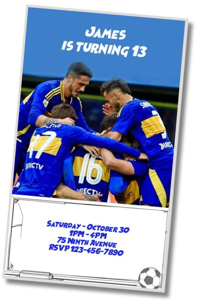 Free personalized birthday invitation Boca Juniors Football Card