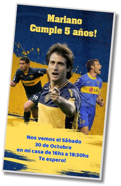 Invitación de cumpleaños personalizada gratis Invitación Boca Juniors