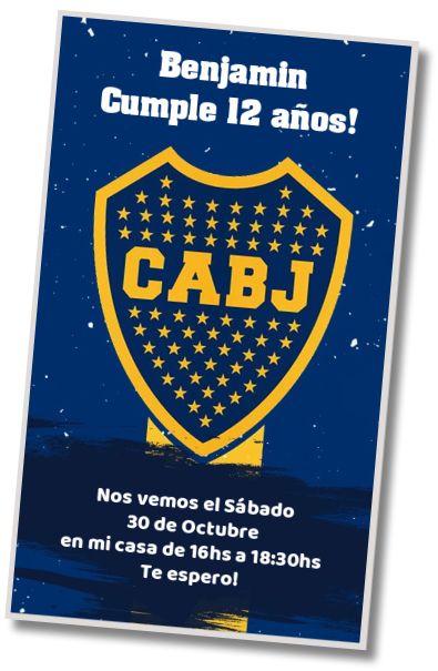 Invitación de cumpleaños personalizada gratis Invitación Club Atlético Boca Juniors