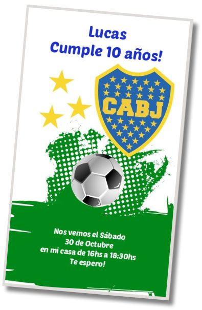 Invitación de cumpleaños personalizada gratis Plantilla Boca Juniors