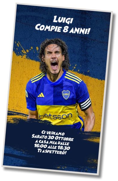 Invito di compleanno personalizzato gratis Tessera Cavani del Boca Juniors