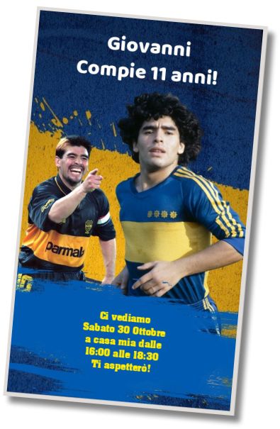 Invito di compleanno personalizzato gratis Invito Maradona Boca